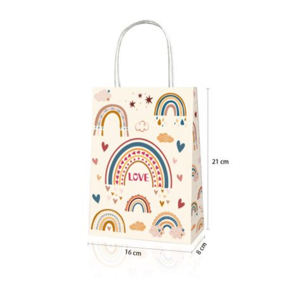 Party Favor Bags with Handles - Rainbow Theme - 12 Bags, Party Favor Bags with Handles – Rainbow Theme – 12 Bags