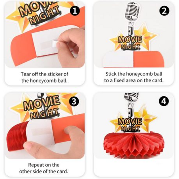 Movie Night Themed Honeycomb Décor, Movie Night Themed Honeycomb Décor (9 Pieces)