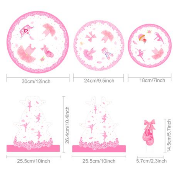 Kids Birthday Party 3 Tier Cupcake Stand - Ballet, Kids Birthday Party 3 Tier Cupcake Stand – Ballet