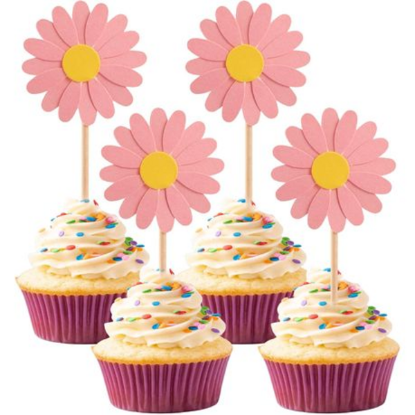 Daisy Cupcake Toppers - Pink (24 Toppers), Daisy Cupcake Toppers – Pink (24 Toppers)