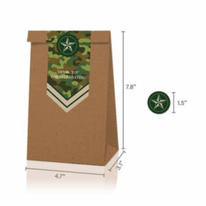 Party Favor Bags with Stickers - Camo / Army /Hunting Theme - Brown-12 Bags
