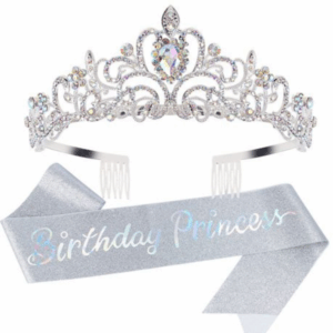 Birthday Sash and Crown Set - Birthday Princess - Silver