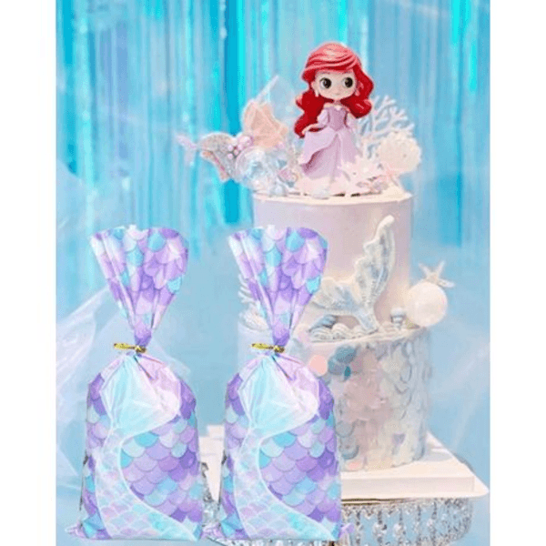 Mermaid Tail Party Favor Bags With Twist Ties - Set of 25, Mermaid Tail Party Favor Bags With Twist Ties – Set of 25