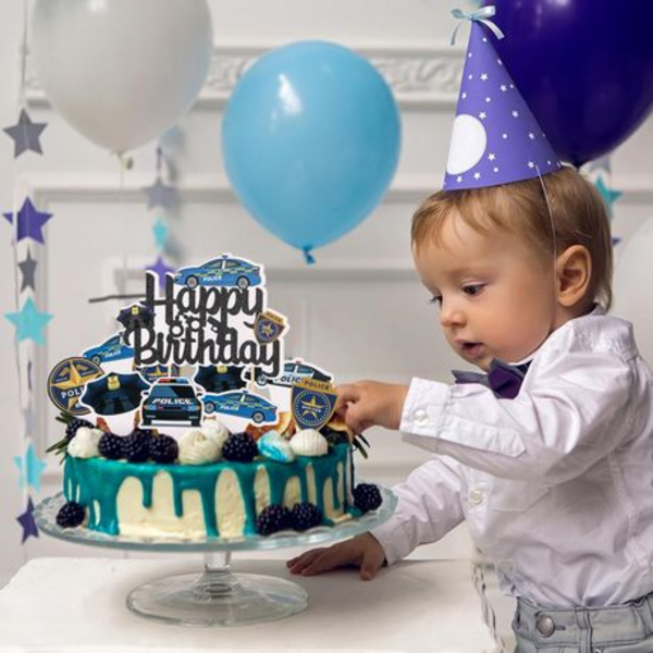 Police Themed Cake & Cupcake Topper Set, Police Themed Cake and Cupcake Topper Set (Set of 25)