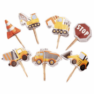 Construction Themed Cupcake Toppers - 24 Toppers