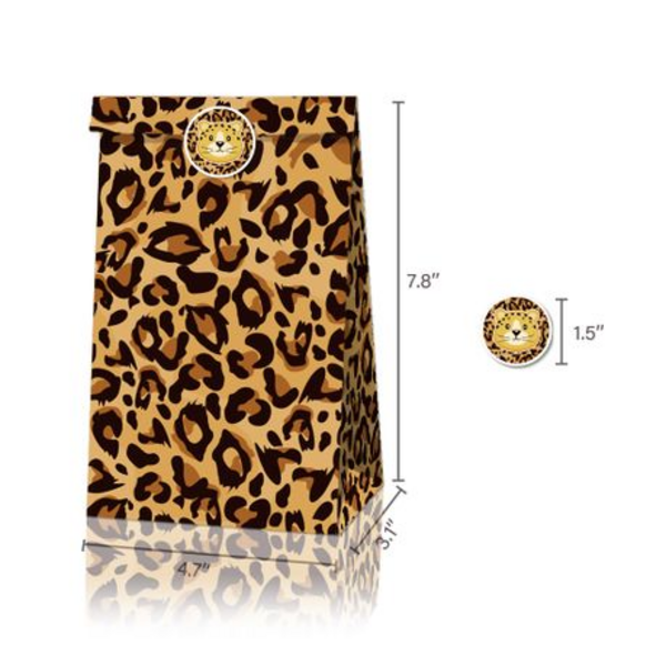 Party Favor Bags with Stickers - African / Zebra / Leopard Theme, Party Favor Bags with Stickers – African / Zebra / Leopard Theme (12 Bags)