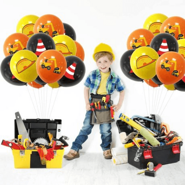 Latex Construction Balloon Set - 12 Balloons, Latex Construction Balloon Set – 12 Balloons