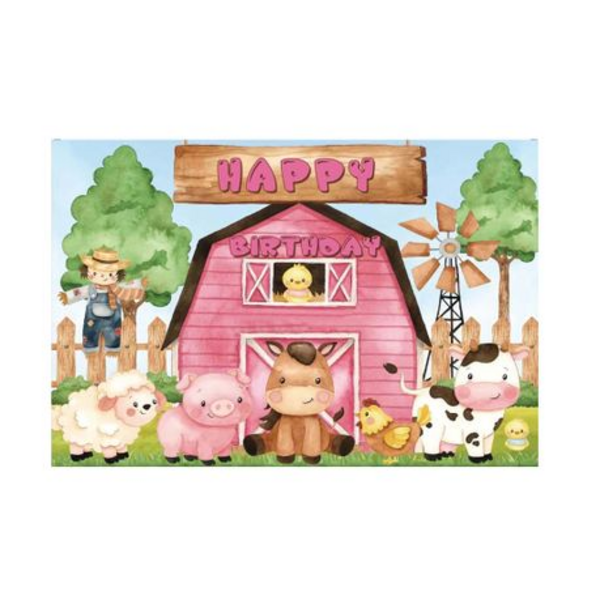 Small Kids Birthday Party Table and Photography Backdrop (Trees Barn Farm), Small Kids Birthday Party Table and Photography Backdrop (Trees Barn Farm)