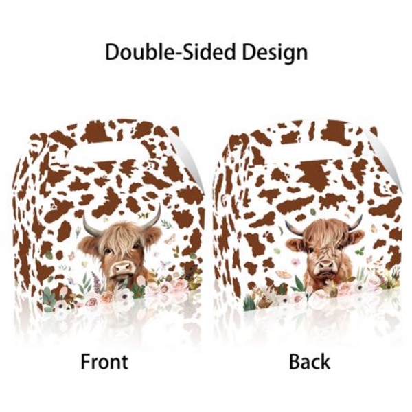 Party Favor Boxes - Highland Cow Theme - 12 Boxes, Party Favor Boxes – Highland Cow Theme – 12 Boxes