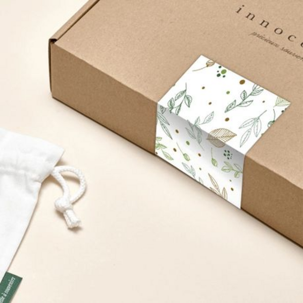 Gift Box Sealing Packaging Sticker, Gift Box Sealing Packaging Stickers (Green and Brown Leaves)