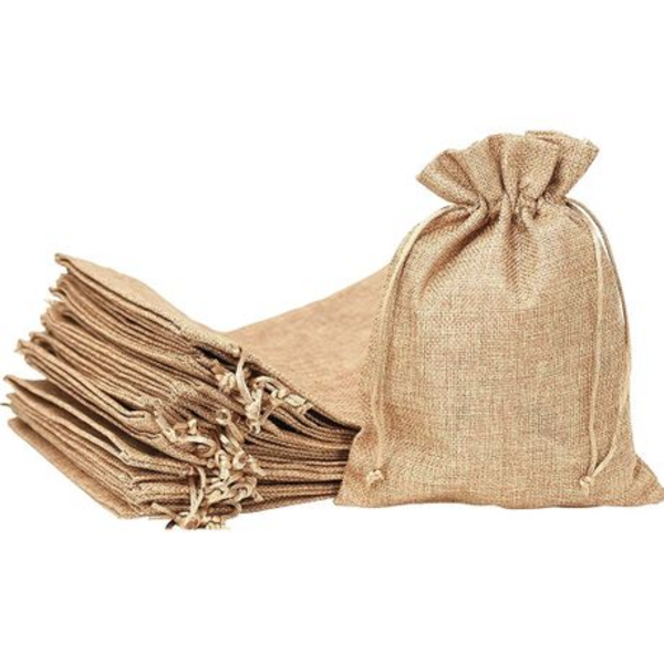 Jute Burlap Drawstring Favor Bags, Jute Burlap Drawstring Favor Bags – 10 Bags