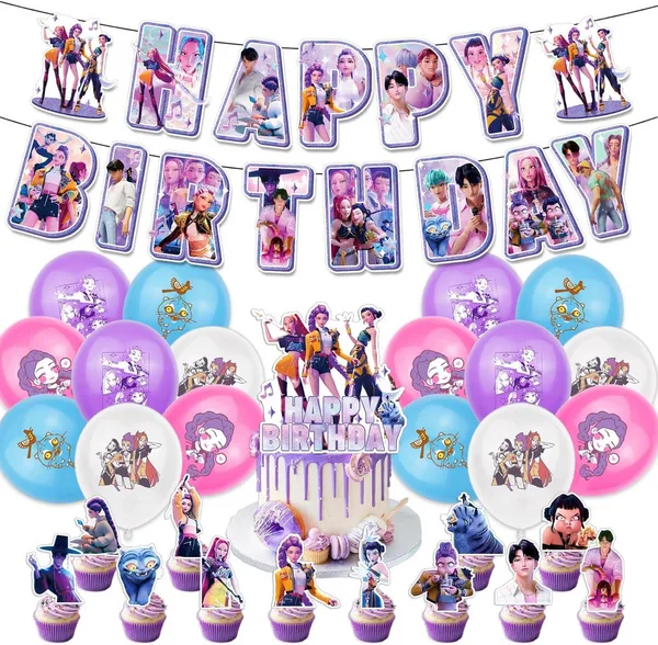 Kids Birthday Party Decoration Set - Kpop Demon Hunters, Kids Birthday Party Decoration Set – Kpop Demon Hunters