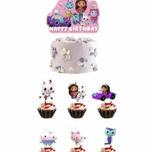Gabby's Dollhouse Themed Cake and Cupcake Topper Set (Set of 25)