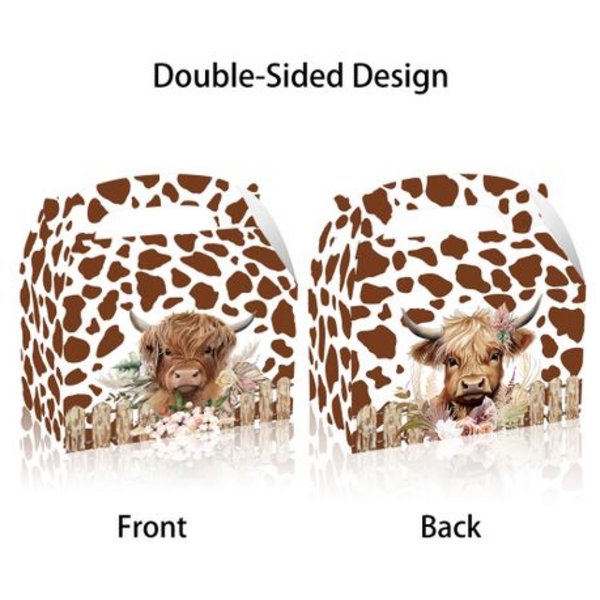 Party Favor Boxes - Highland Cow Theme - 12 Boxes, Party Favor Boxes – Highland Cow Theme – 12 Boxes