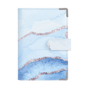 A6 PU Leather Budget Binder Notebook - Blue And Sliver Marble