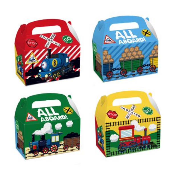 Party Favor Boxes - All Aboard Train Theme, Party Favor Boxes – All Aboard Train Theme – 12 Boxes