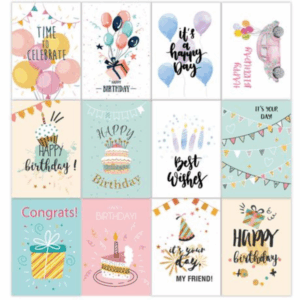 Birthday Greeting Cards with Envelopes (Set of 24)