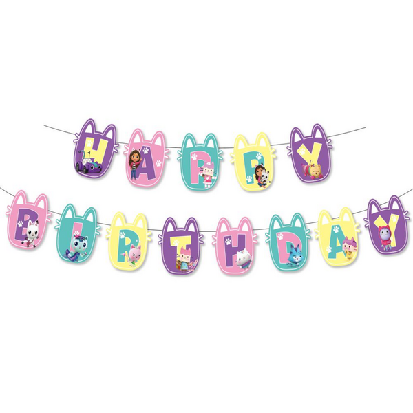Gabby's Dollhouse Happy Birthday Banner, Gabby’s Dollhouse Happy Birthday Banner