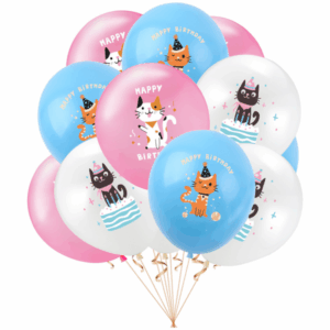 Cat Themed Latex Balloon Set (12 Balloons)