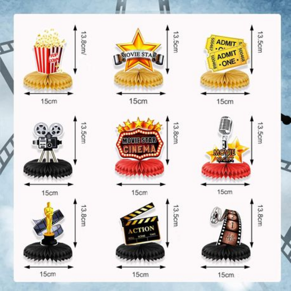 Movie Night Themed Honeycomb Décor, Movie Night Themed Honeycomb Décor (9 Pieces)