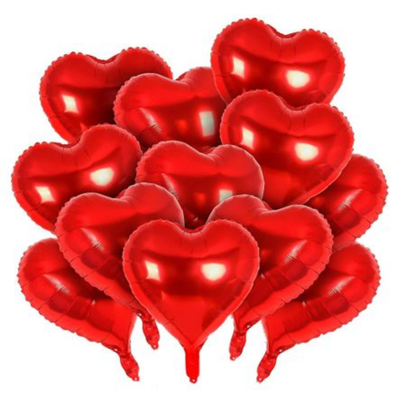 Heart Foil Balloons Set, Red Heart Foil Balloons (Set of 20)