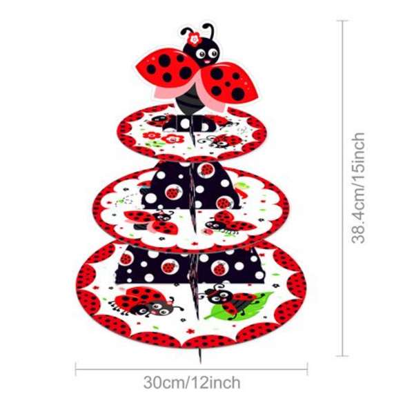 Ladybug Cupcake Stand, Kids Birthday Party 3 Tier Cupcake Stand – Ladybug