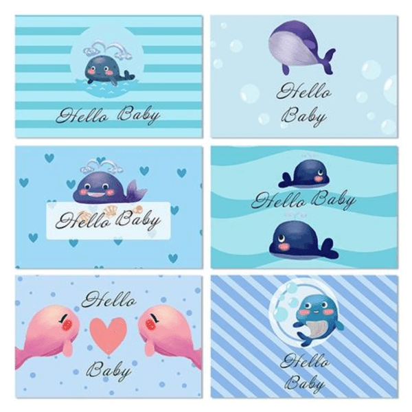 Unisex Baby Shower Gift Cards (Whales) (Set of 6), Unisex Baby Shower Gift Cards (Whales) (Set of 6)