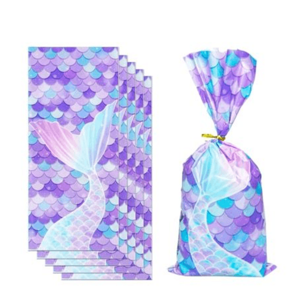 Mermaid Tail Party Favor Bags With Twist Ties - Set of 25, Mermaid Tail Party Favor Bags With Twist Ties – Set of 25