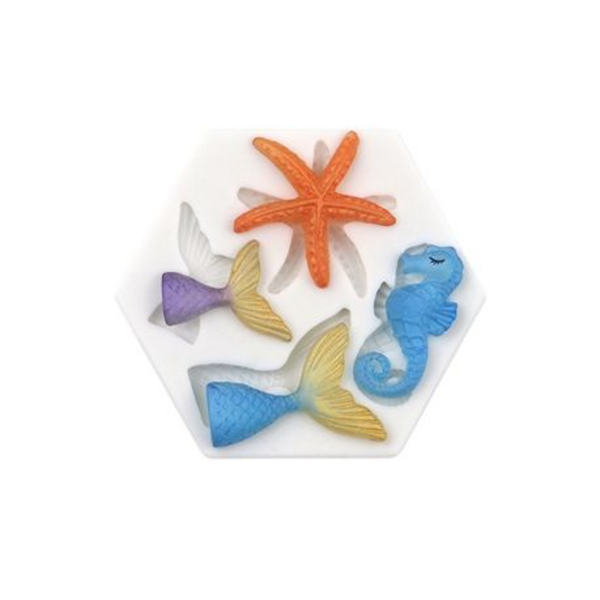 Mermaid Ocean Theme Silicone Fondant Mold, Mermaid Ocean Theme Silicone Fondant Mold