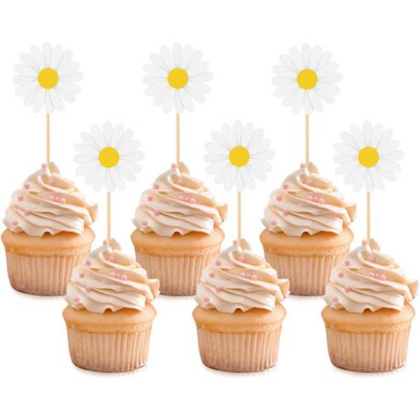 Daisy Cupcake Toppers - White (24 Toppers), Daisy Cupcake Toppers – White (24 Toppers)