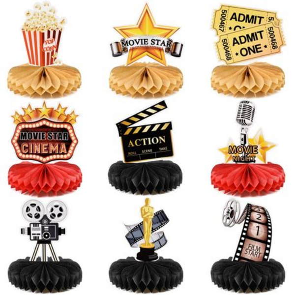 Movie Night Themed Honeycomb Décor, Movie Night Themed Honeycomb Décor (9 Pieces)