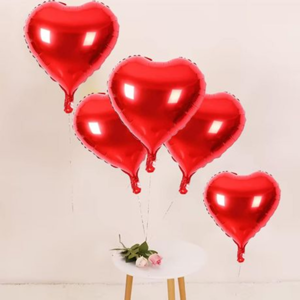 Heart Foil Balloons Set, Red Heart Foil Balloons (Set of 20)