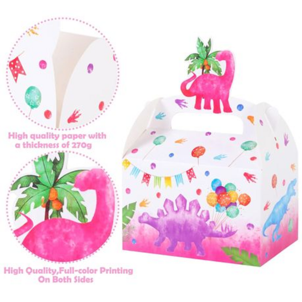 Party Favor Boxes - Girly Dinosaur Theme - 12 Boxes, Party Favor Boxes – Girly Dinosaur Theme – 12 Boxes