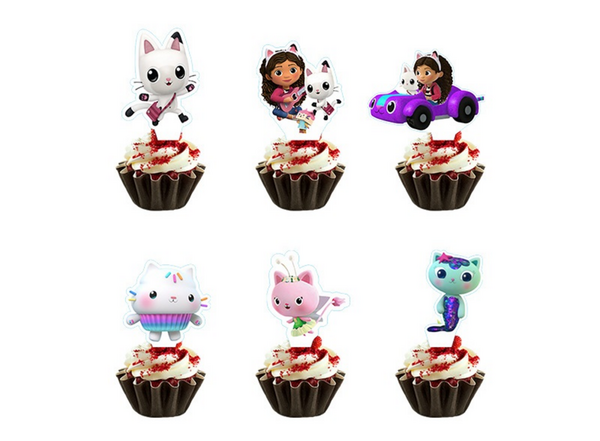 Gabby's Dollhouse Themed Cake and Cupcake Topper Set, Gabby’s Dollhouse Themed Cake and Cupcake Topper Set (Set of 25)