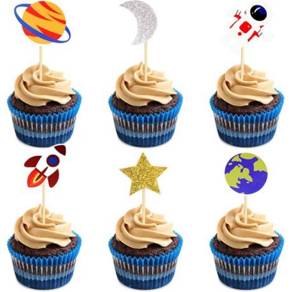 Space Themed Cupcake Toppers (12 Toppers), Space Themed Cupcake Toppers (12 Toppers)