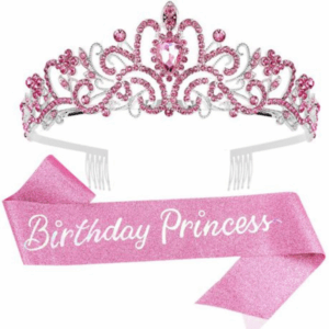 Birthday Sash and Crown Set - Birthday Princess - Pink
