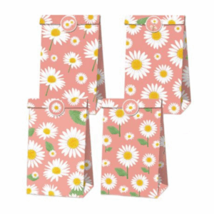 Party Favor Bags with Stickers - Daisy Flower Theme (12 Bags)