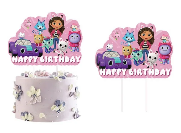 Gabby's Dollhouse Themed Cake and Cupcake Topper Set (Set of 25