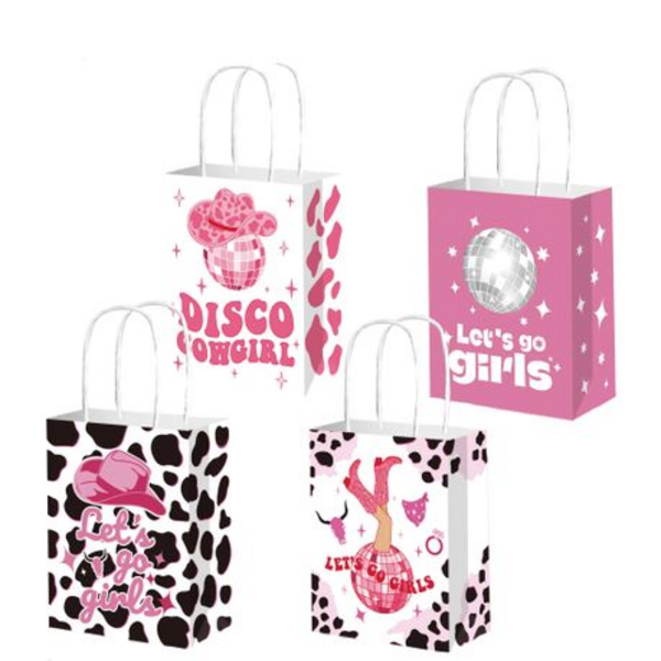 Party Favor Bags with Handles - Disco Cowgirl Theme - 12 Bags, Party Favor Bags with Handles – Disco Cowgirl Theme – 12 Bags