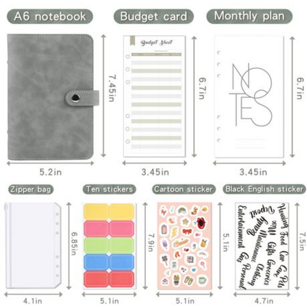 A6 Leather Look Budget Binder Notebook, A6 Leather Look Budget Binder Notebook