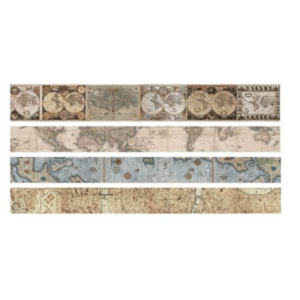 Vintage Style Washi Tape - Maps (4 Rolls)