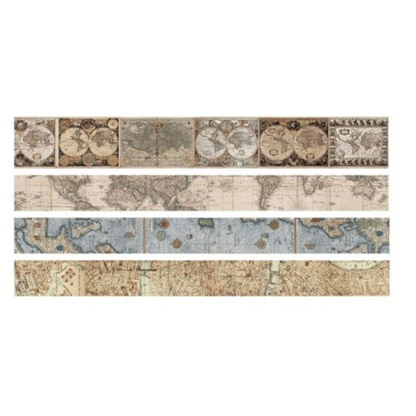Vintage Style Washi Tape - Maps (4 Rolls), Vintage Style Washi Tape – Maps (4 Rolls)