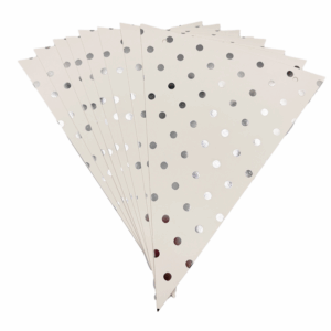 Paper Bunting Flags (White with Shiny Silver Dots)