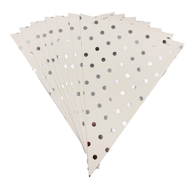 Paper Bunting Flags, Paper Bunting Flags (White with Shiny Silver Dots)