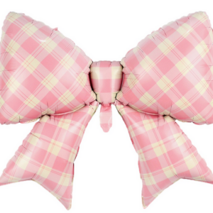 Gingham Bow Balloon - Pink