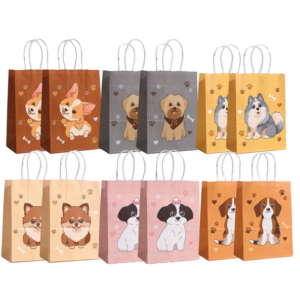 Party Favor Bags with Handles - Puppy Themed (Set of 12)