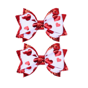 Valentine's Hair Bows Set (Hearts)