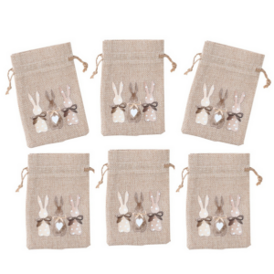 Hessian Easter Gift Bags - Brown (6 Bags)