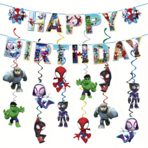 Spidey Birthday Banner and Swirls