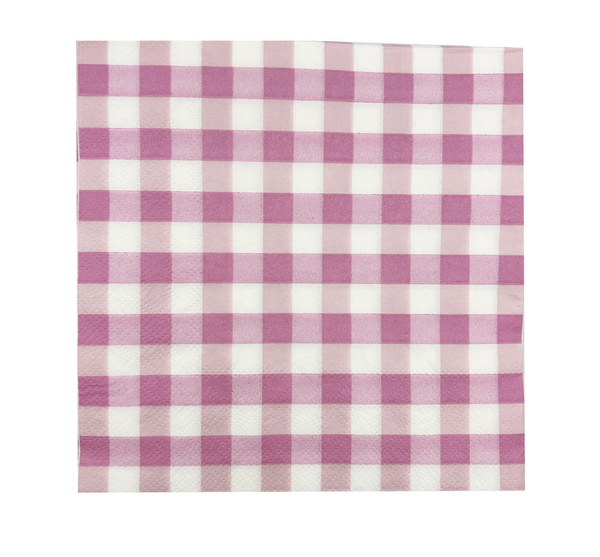 , Pink/Purple Gingham Napkins (20 Napkins)